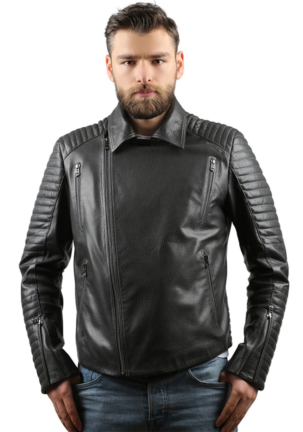 The Fossett Black Leather Men Jacket