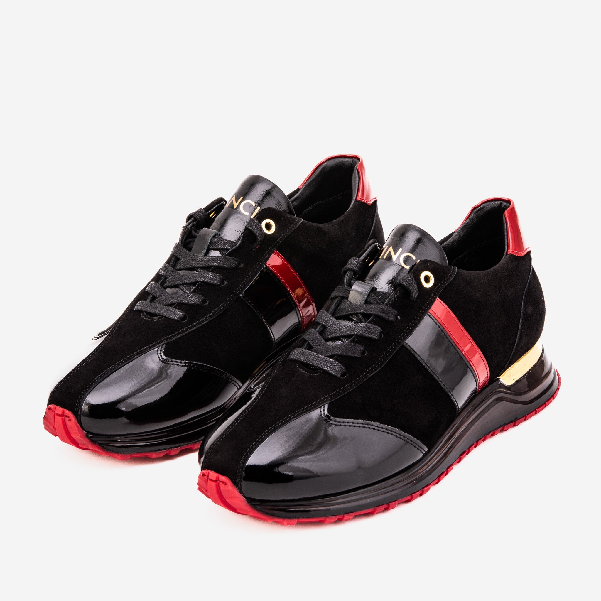 The Inferno Black & Red Leather Men Sneaker