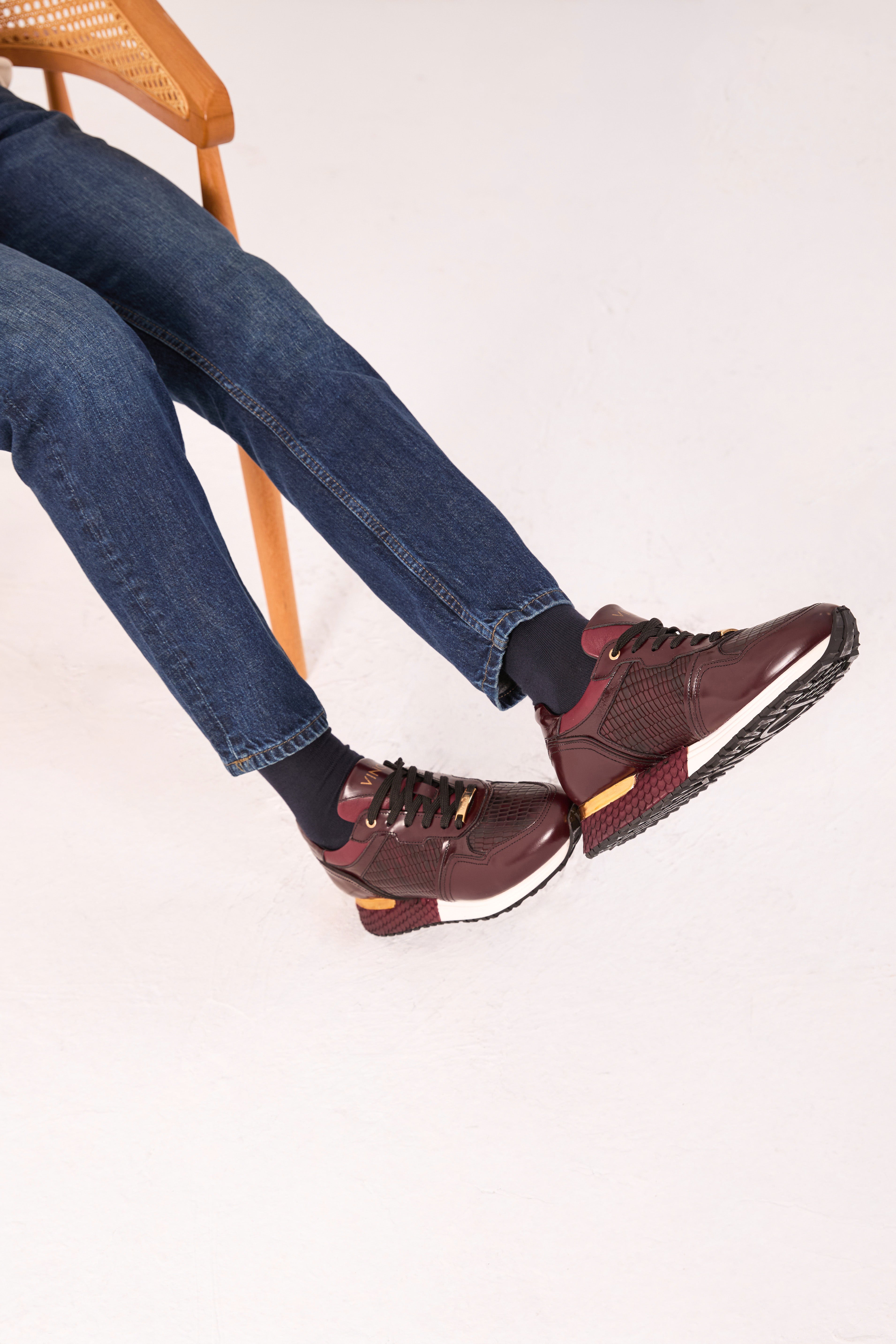 The Empire Burgundy Leather Men Sneaker