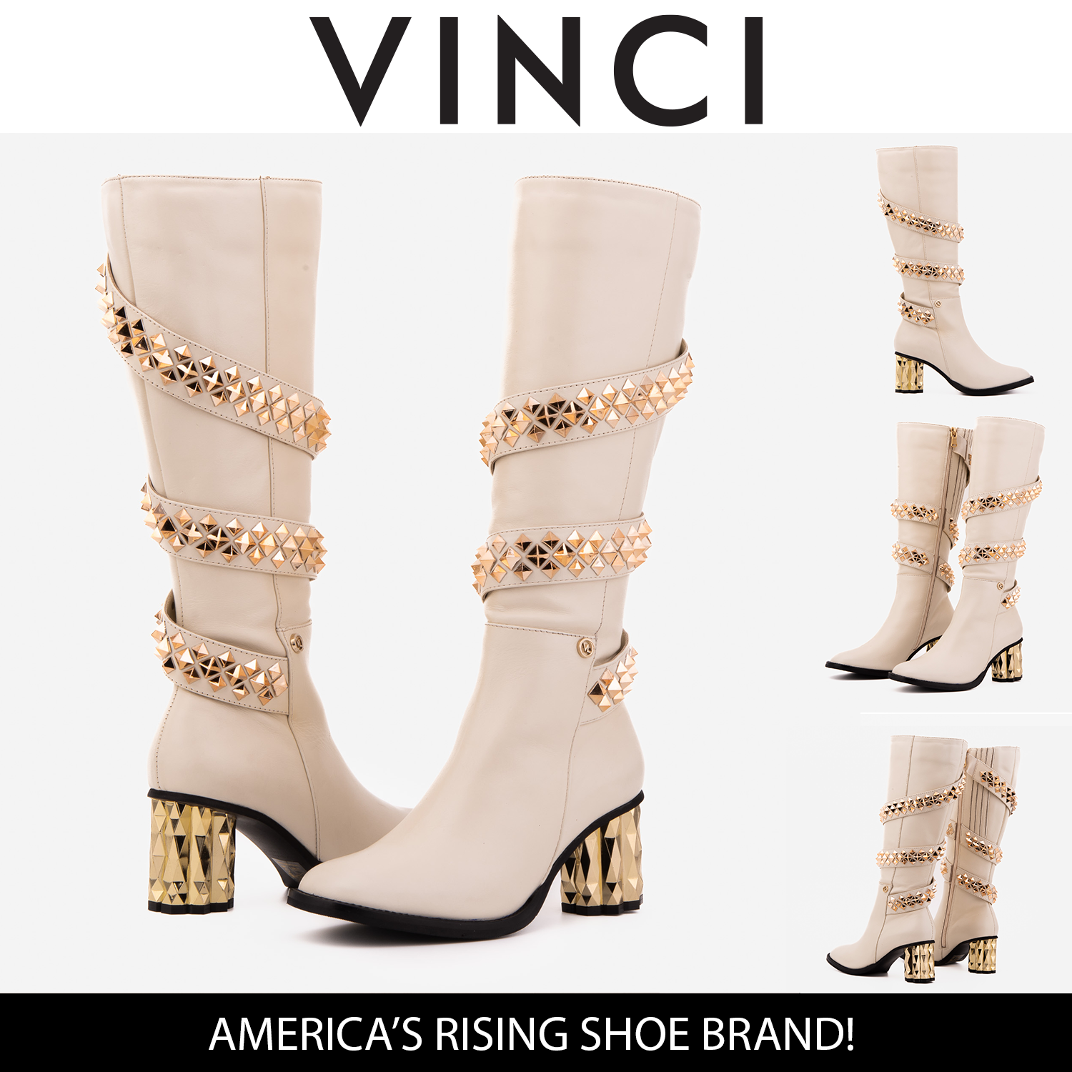 The Gladiator Cream Leather Knee High Women Boot