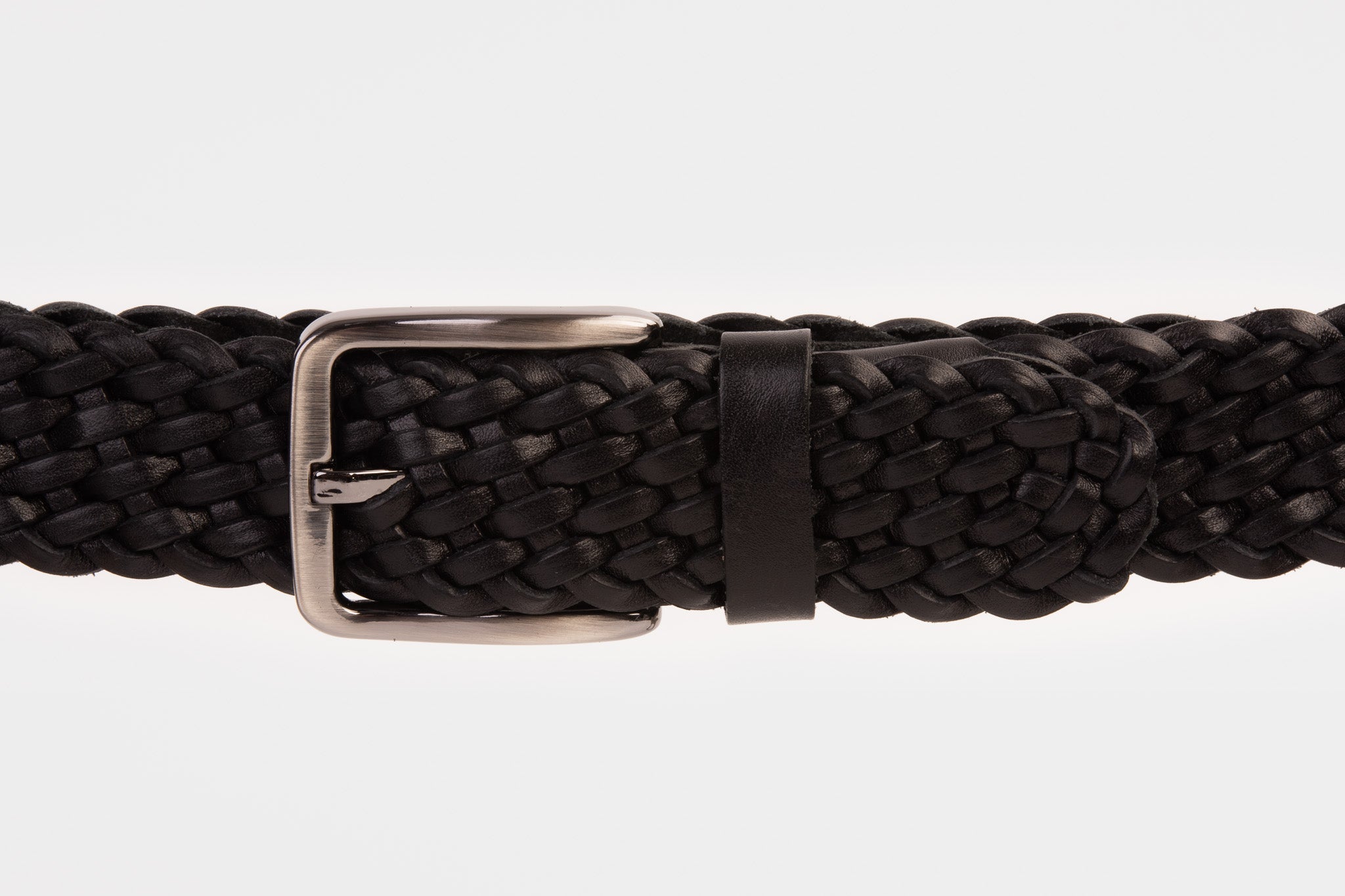 The Grand Woven Black Color Leather Belt