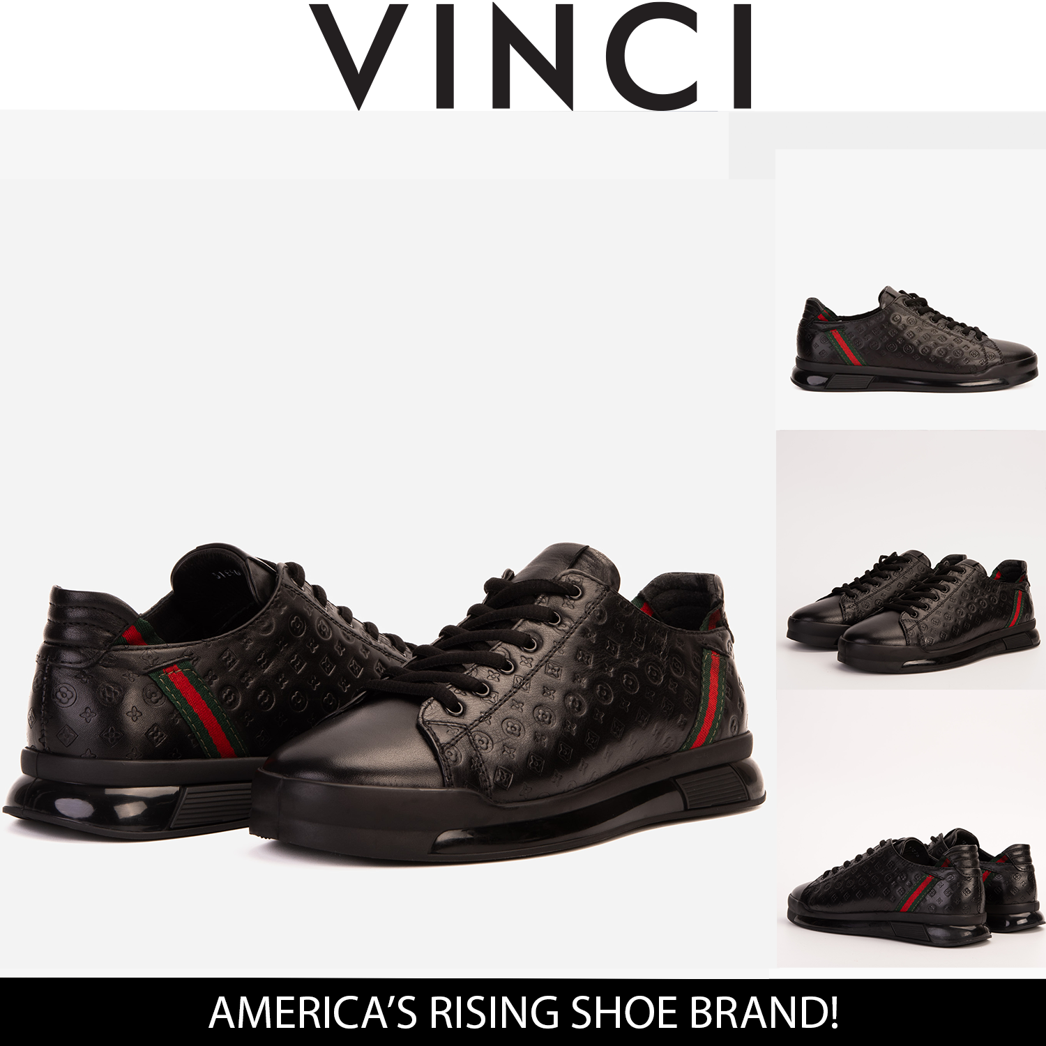 The Journey Black Leather Men Sneaker