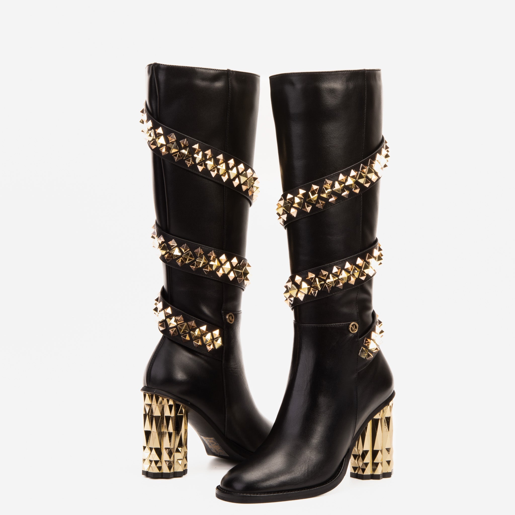 The Gladiator Black Leather Knee High Women Boot