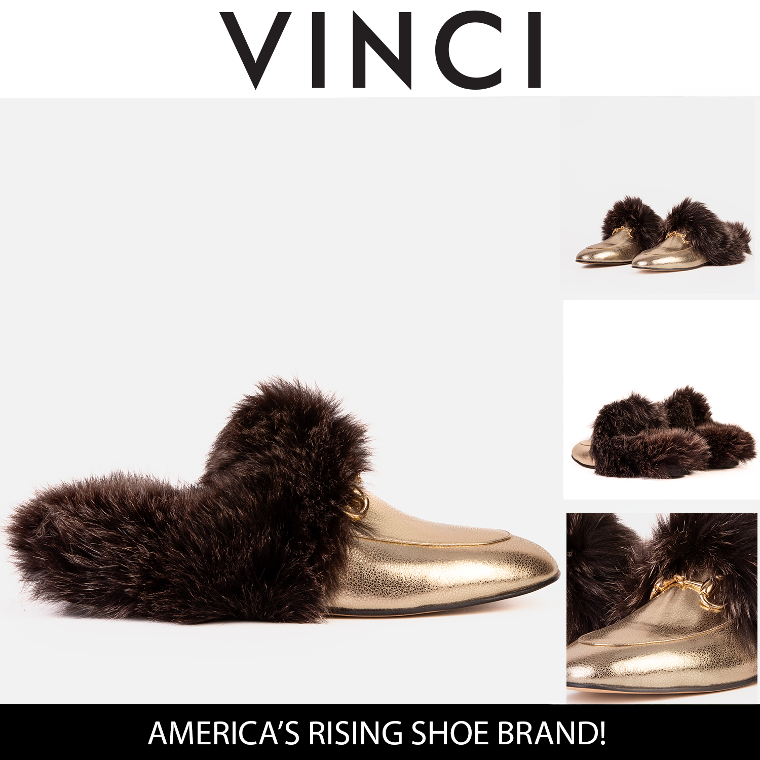 The Izmir Gold Leather Natural Fur Women Slipper
