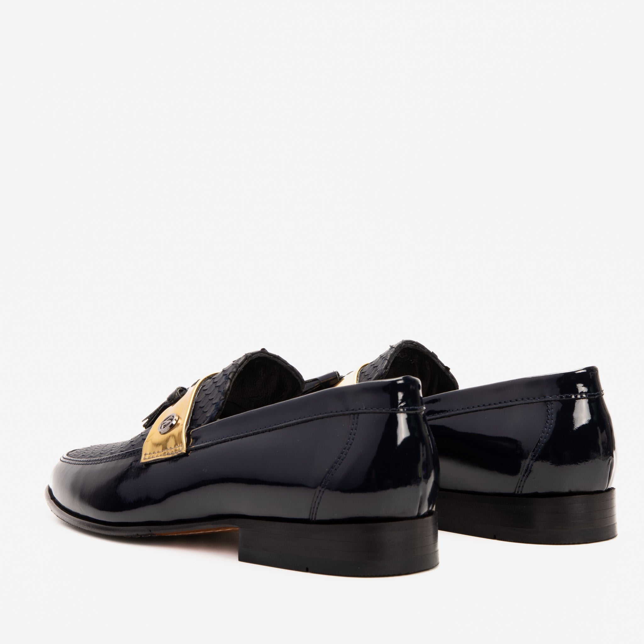 The Imperial Navy Blue & Gold Leather Men Dress Shoe