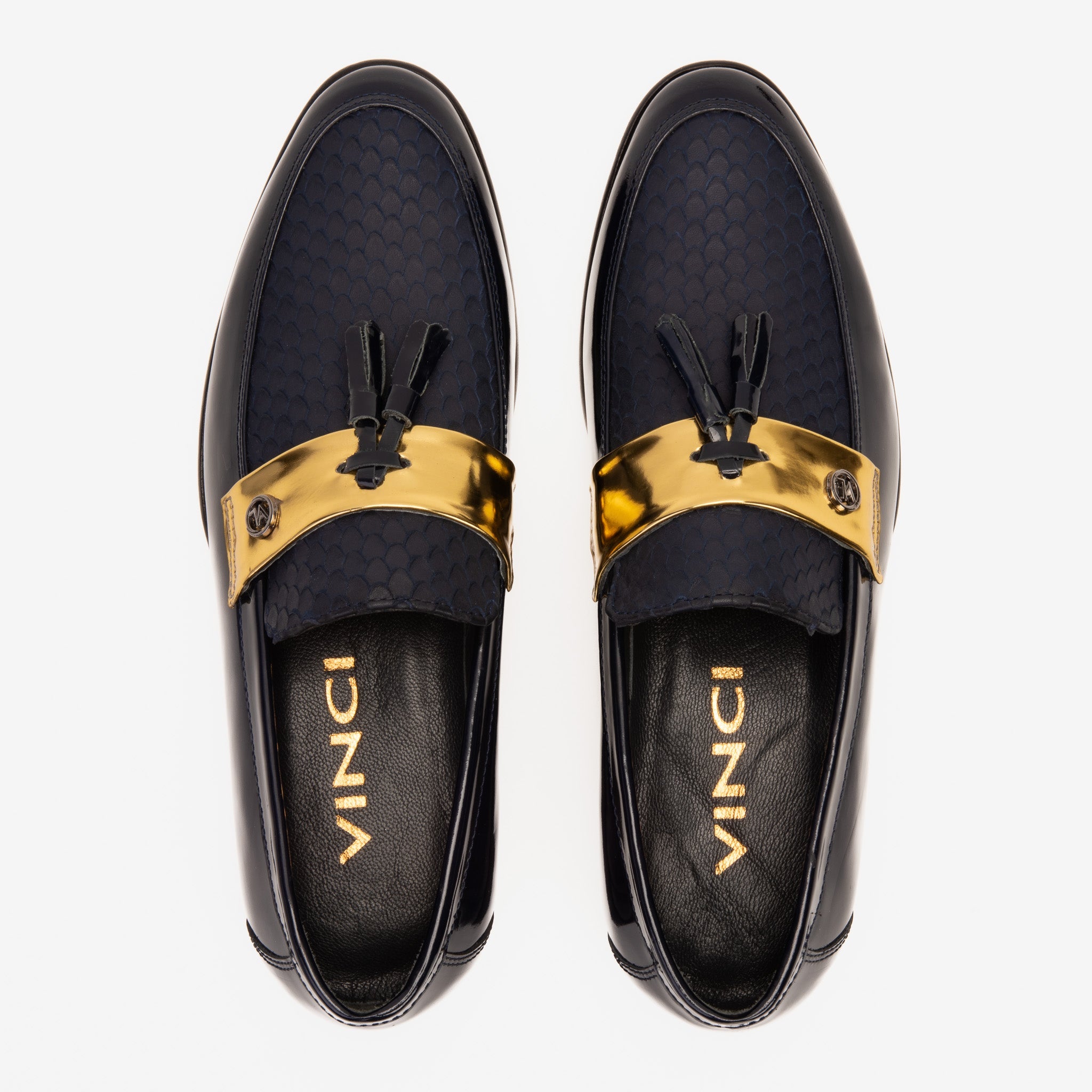 The Imperial Navy Blue & Gold Leather Men Dress Shoe