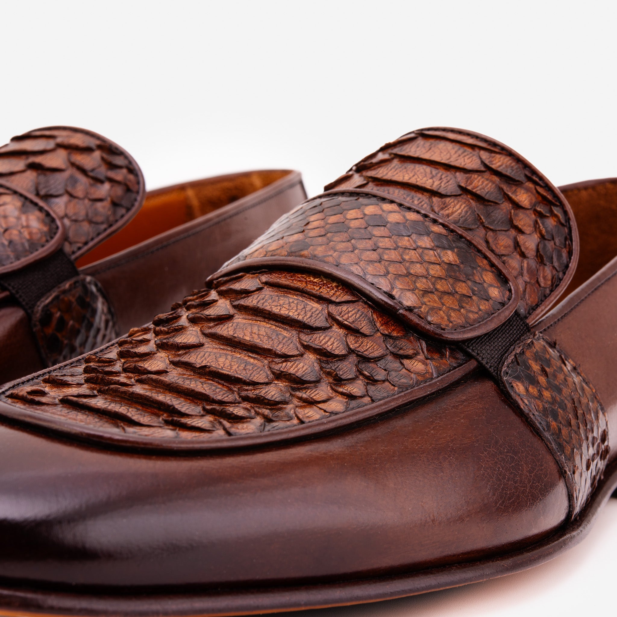 The Dorian Tan Python &amp; Baby Buffalo Leather Loafer Men Shoe