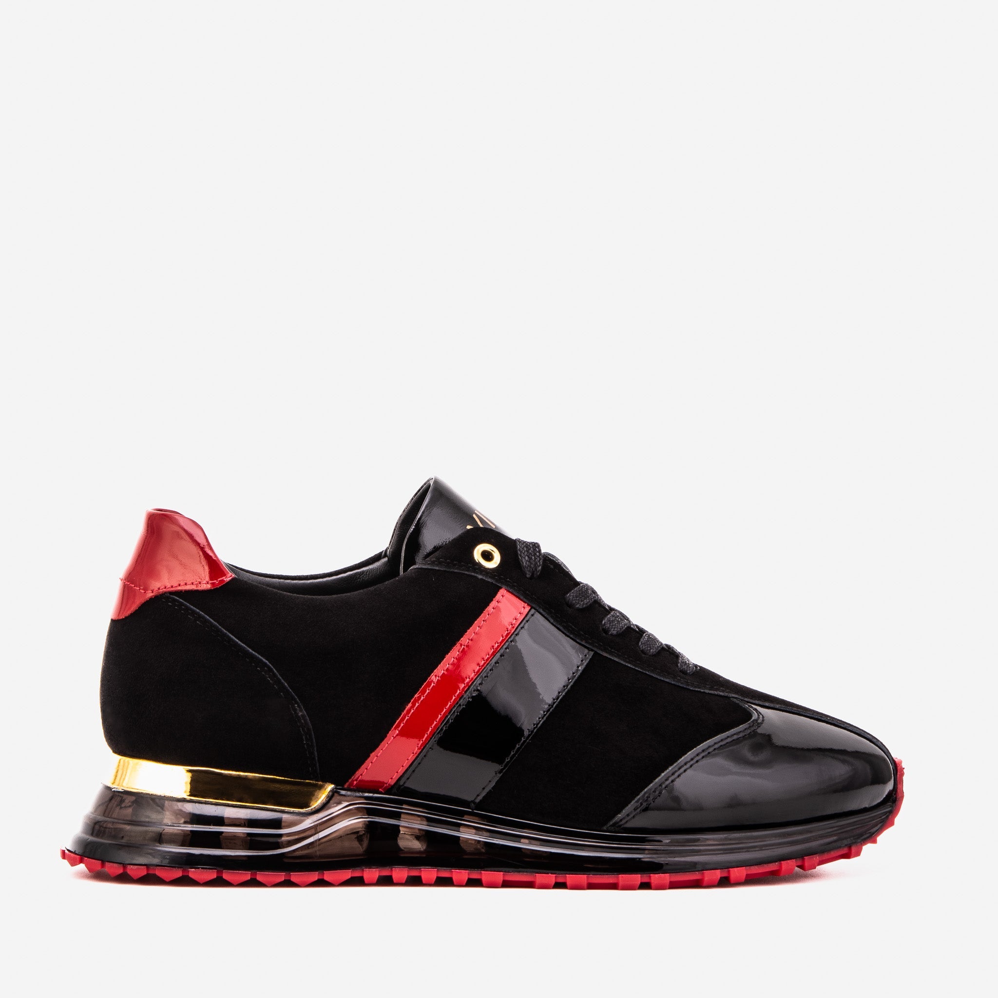 The Inferno Black & Red Leather Men Sneaker