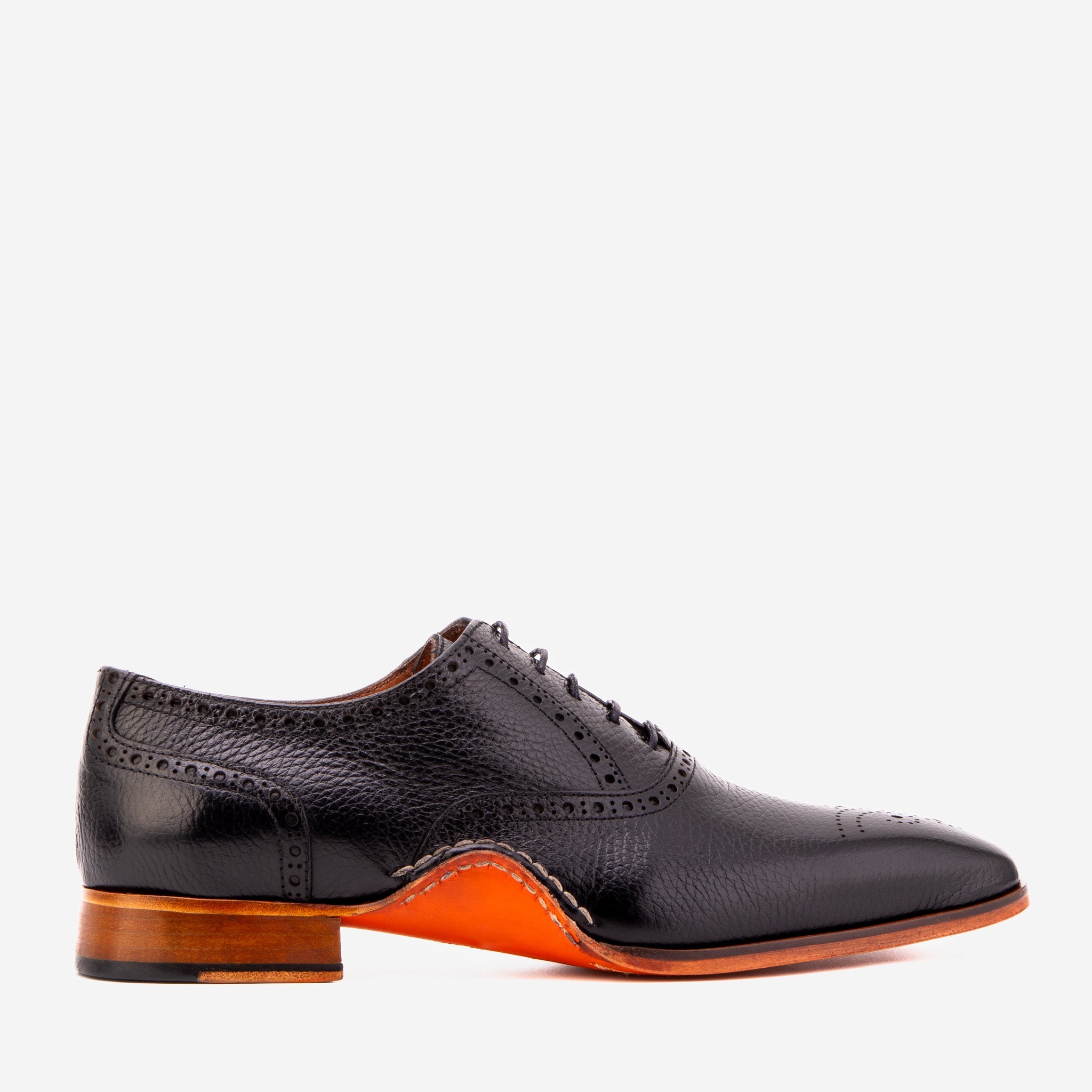 The Draco Handmade Black Semi Brogue Oxford Men Shoe