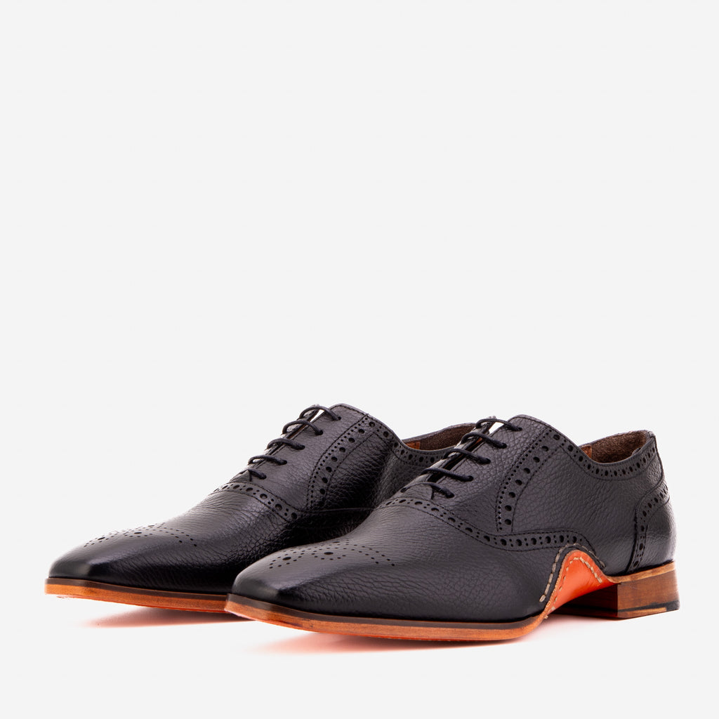 The Draco Handmade Black Semi Brogue Oxford Men Shoe