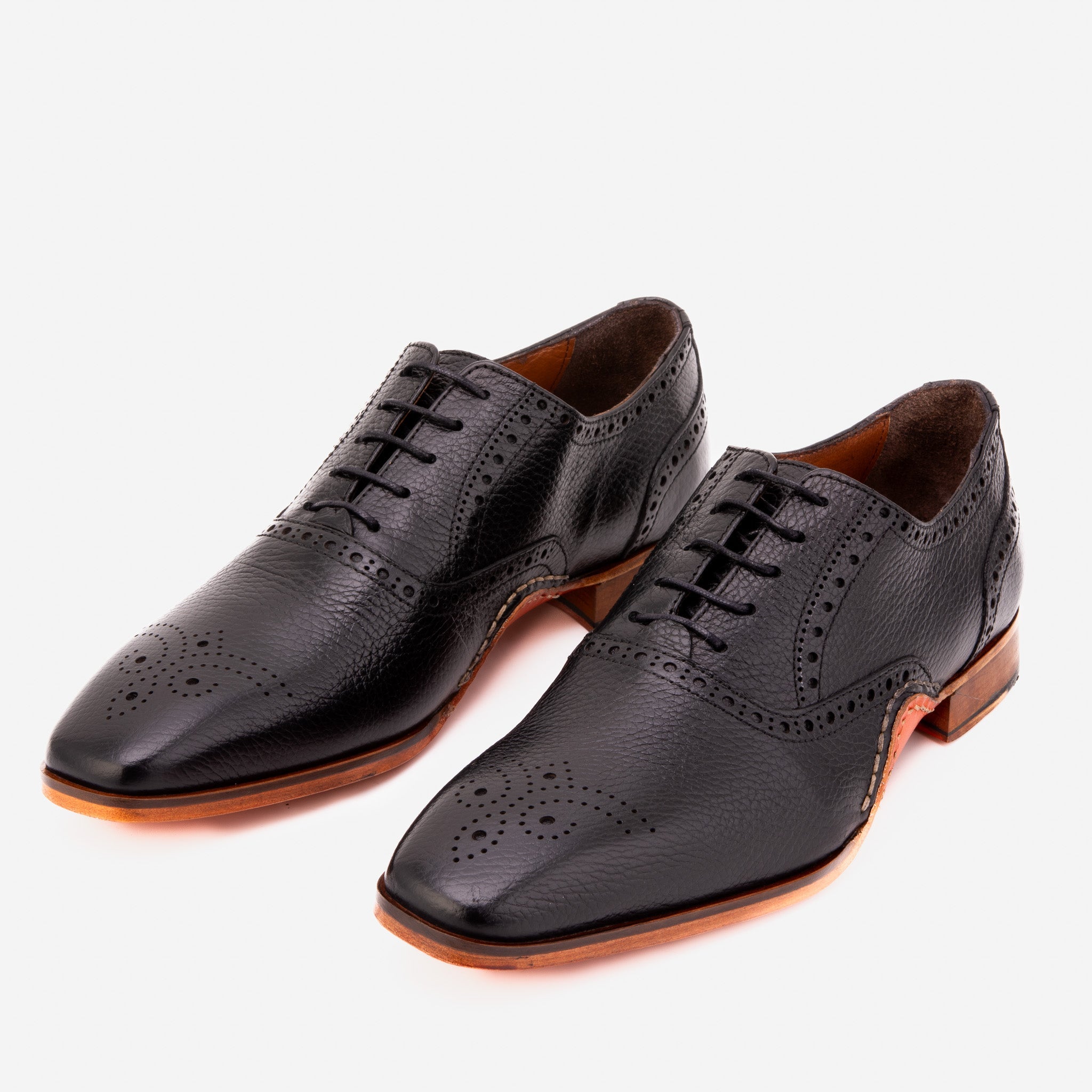 The Draco Handmade Black Semi Brogue Oxford Men Shoe