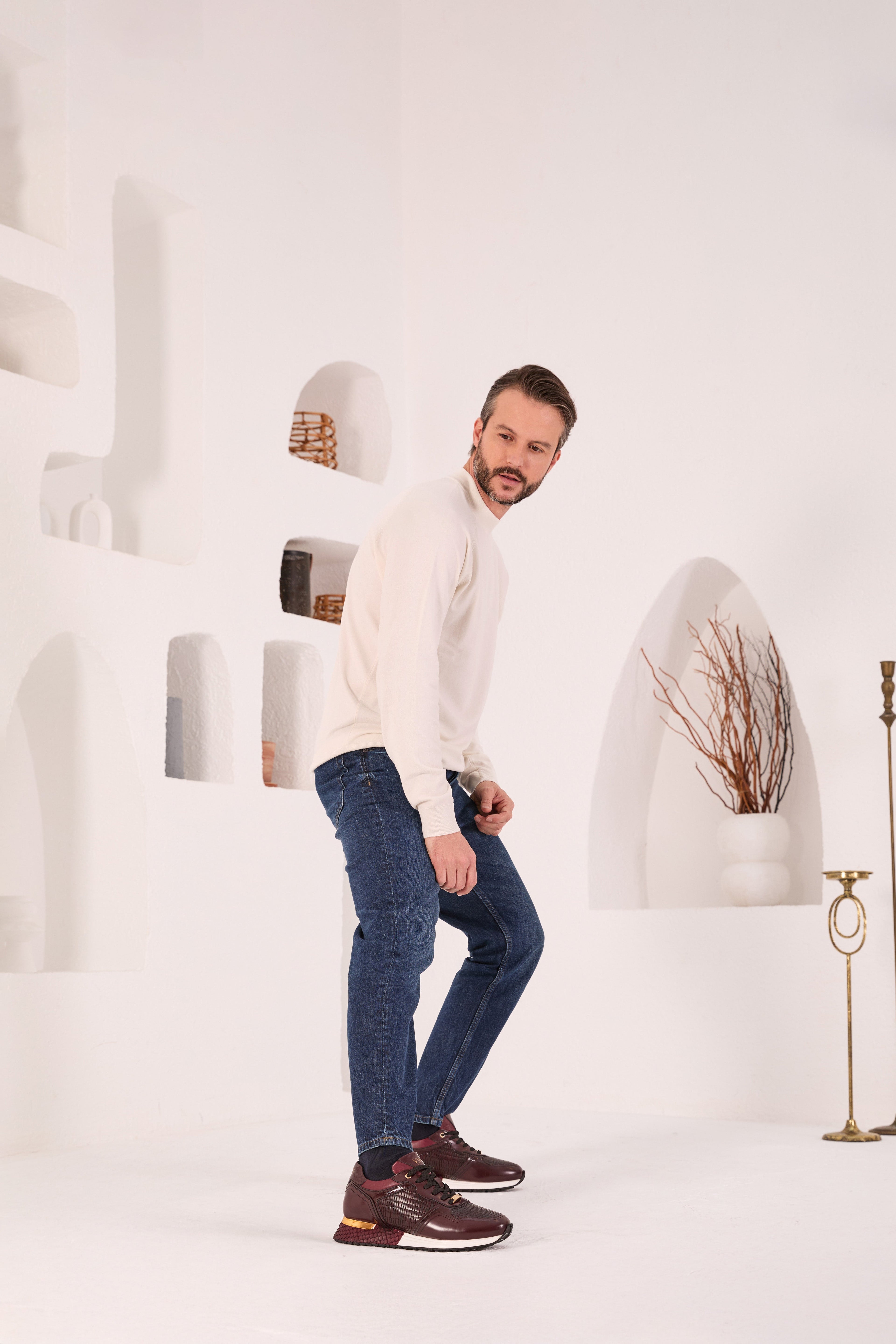 The Empire Burgundy Leather Men Sneaker