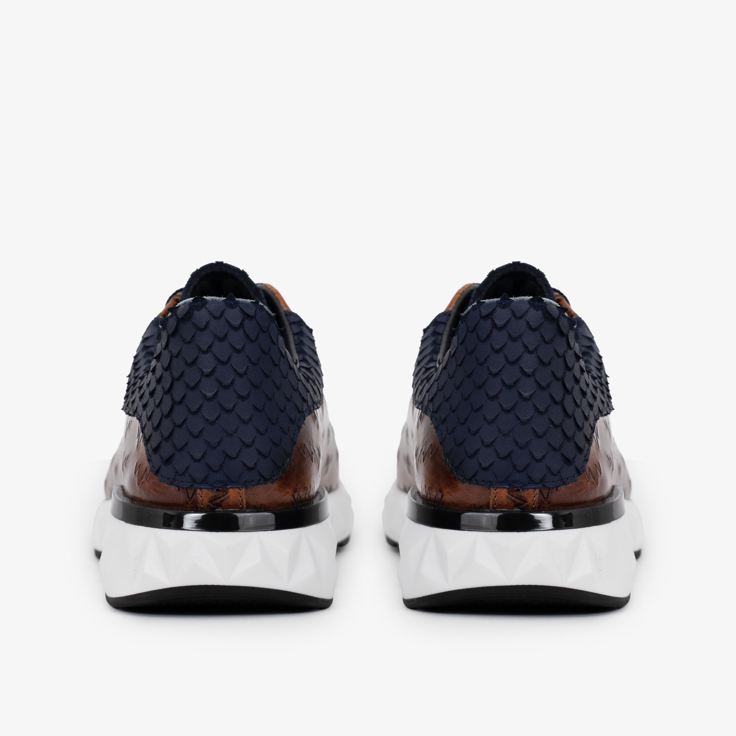 The Caesars Navy & Tan Leather Men Sneaker