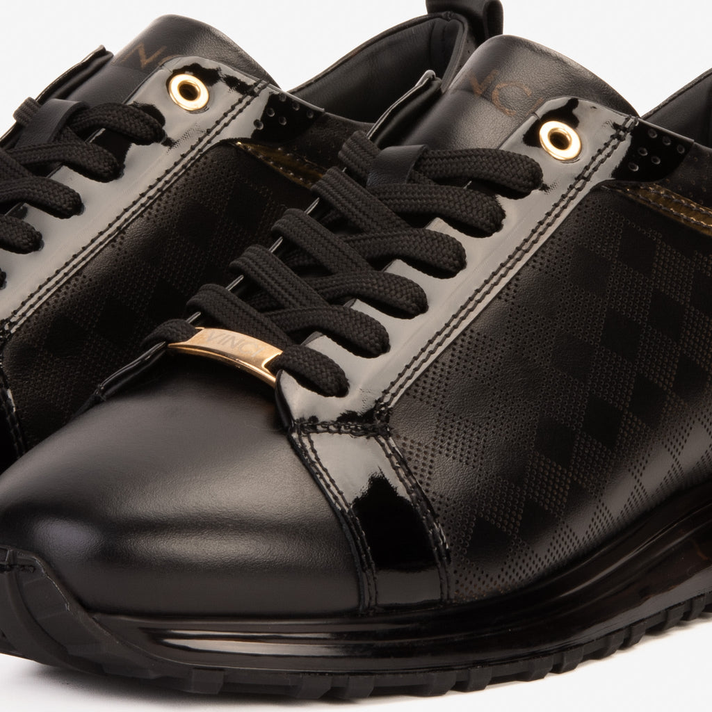 The Cenova Black & Gold Leather Men Sneaker