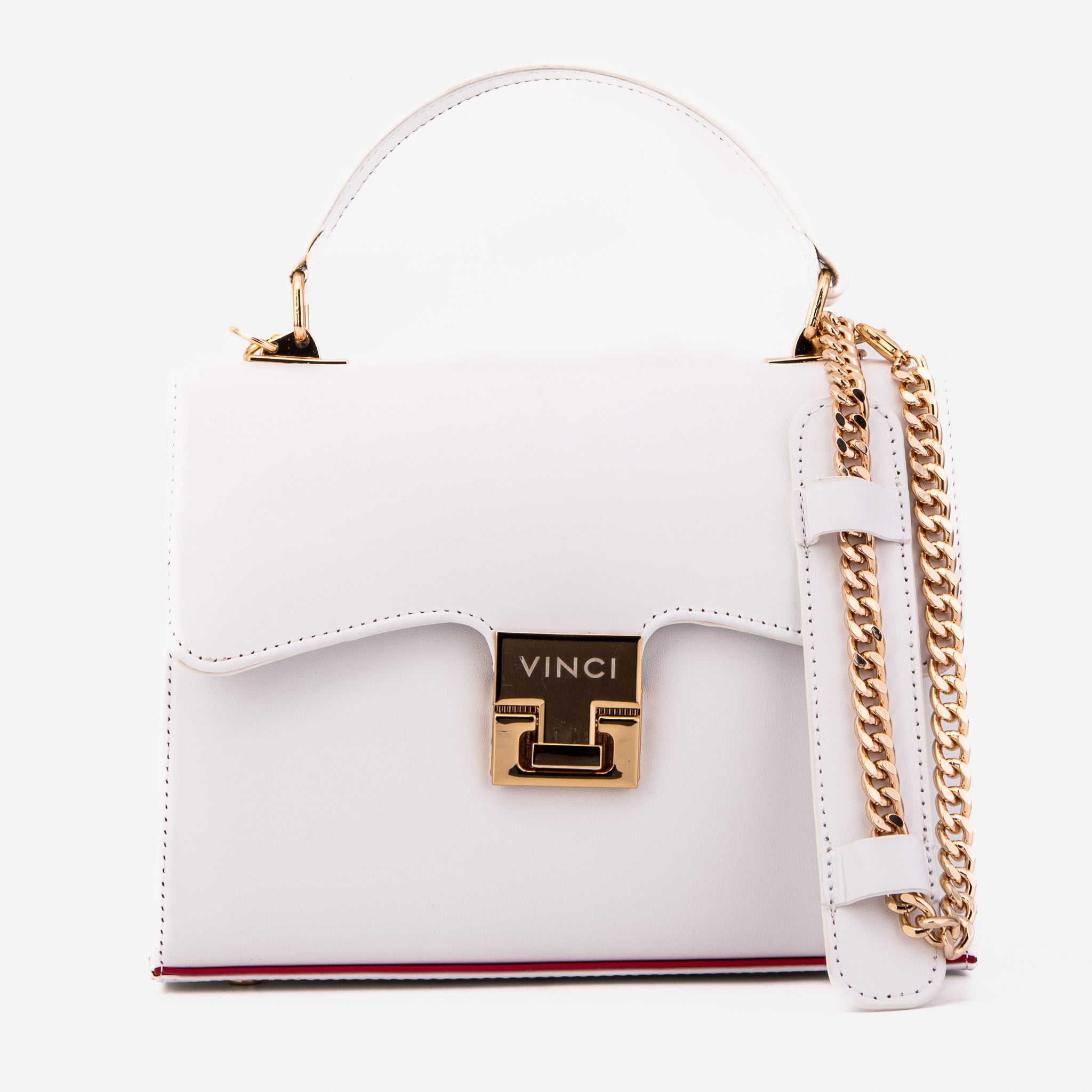 The Ege White Leather Handbag