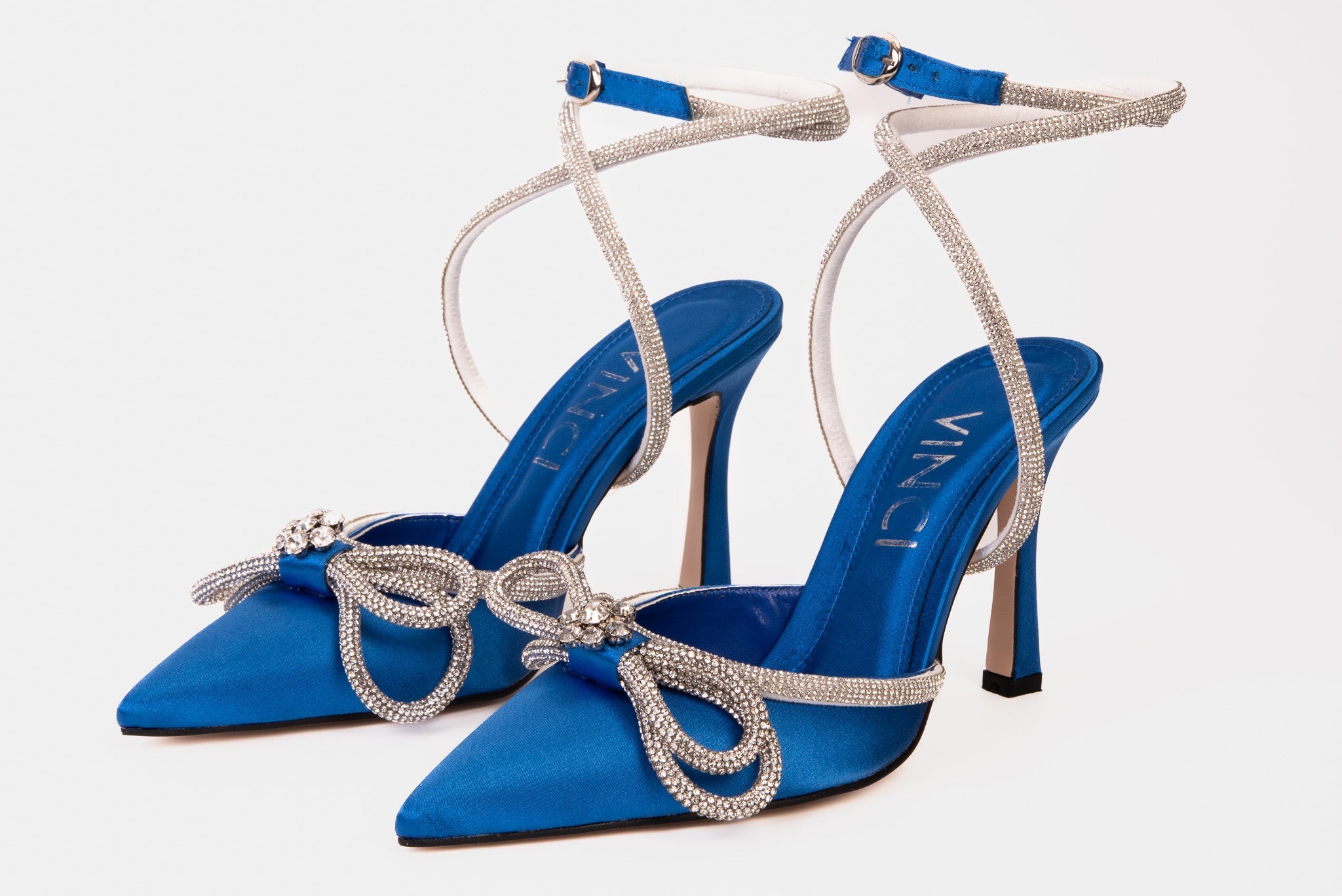 The Floransa Sax Blue Leather Pointy Toe Ankle Strap Women Sandal Final Sale!