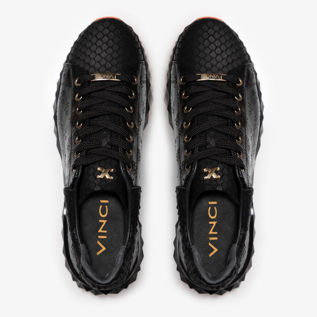 The Caesars Black Leather  Men Sneaker