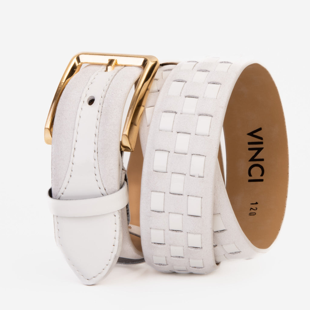 The Eugene White & Gold Woven Leather Belt