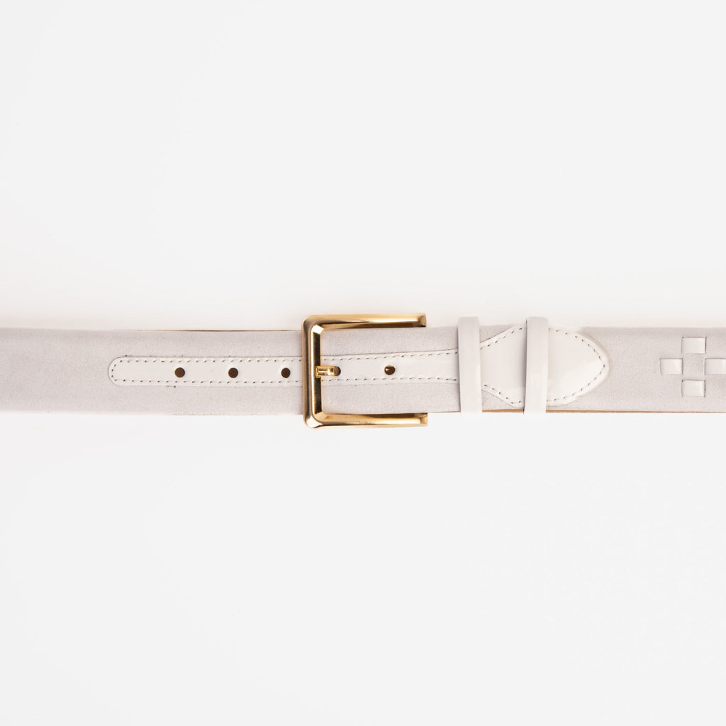 The Eugene White & Gold Woven Leather Belt