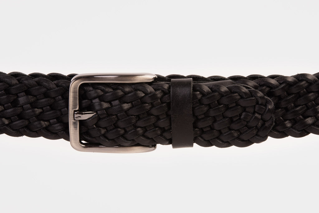 The Grand Woven Black Color Leather Belt