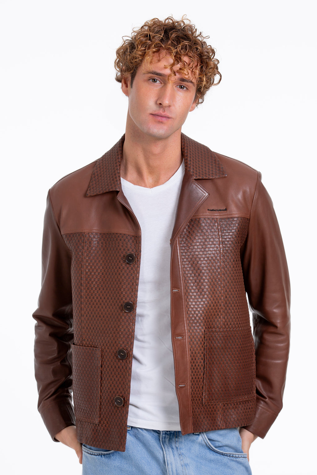 The Glasgow Tan Handwoven Leather Men Jacket