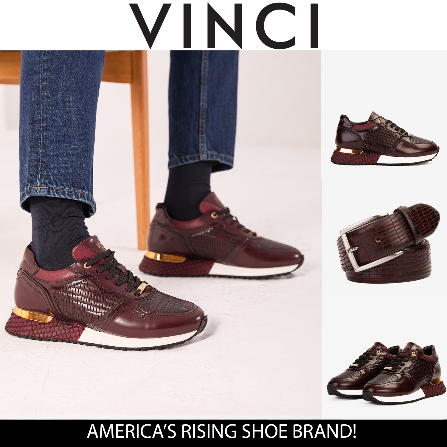 The Empire Burgundy Leather Men Sneaker