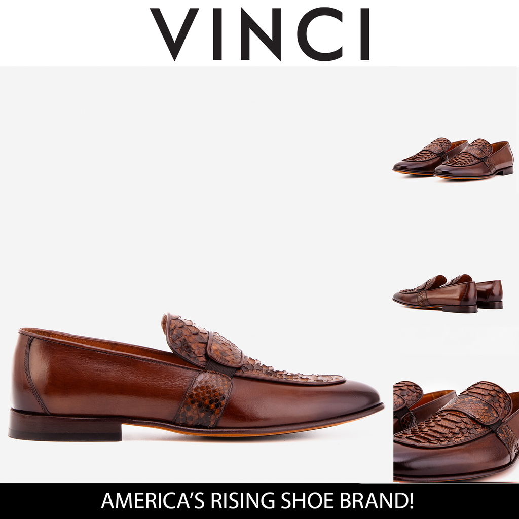 The Dorian Tan Python &amp; Baby Buffalo Leather Loafer Men Shoe