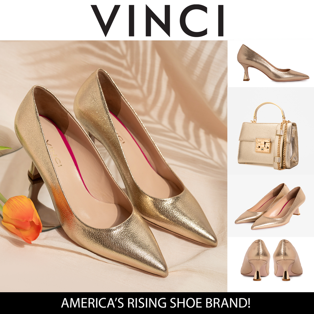 The Brunello Gold Leather Pump Women Shoe