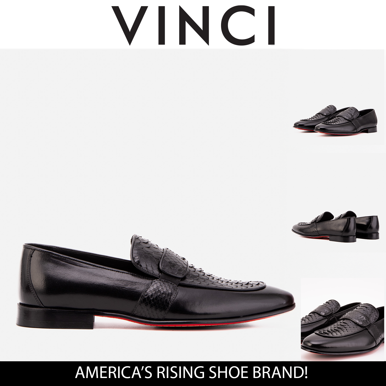 The Dorian Black Python & Baby Buffalo Leather Loafer Men Shoe