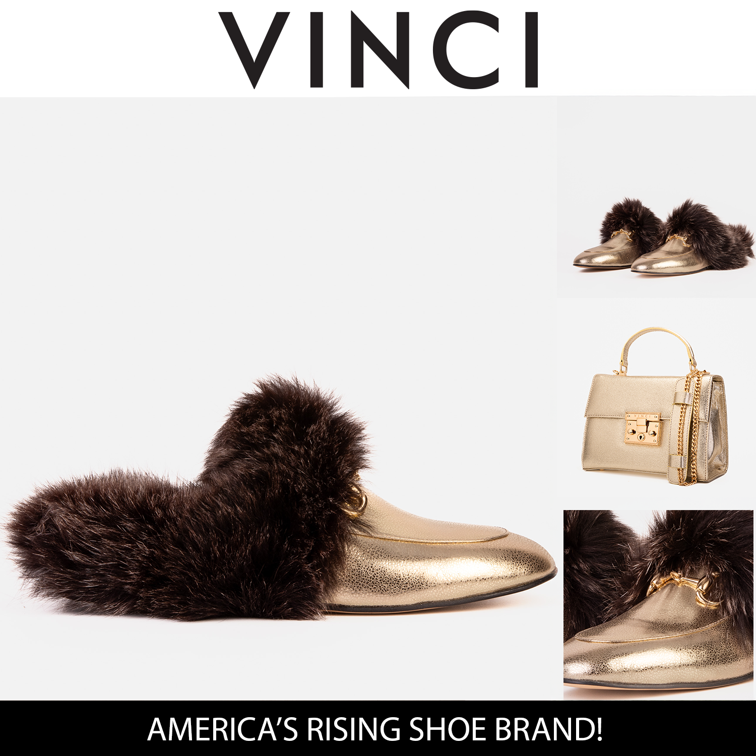 The Izmir Gold Leather Natural Fur Women Slipper