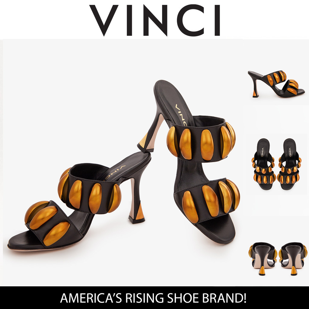 The Eclipse Black & Gold Leather Women Sandal
