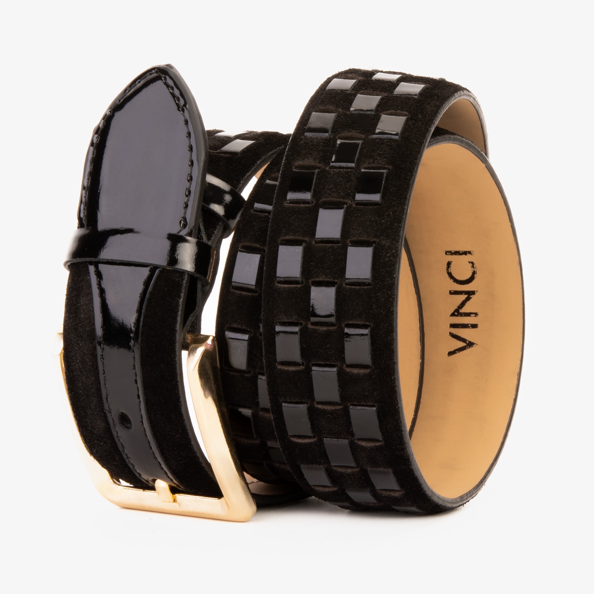The Eugene Black & Gold Woven Leather Belt