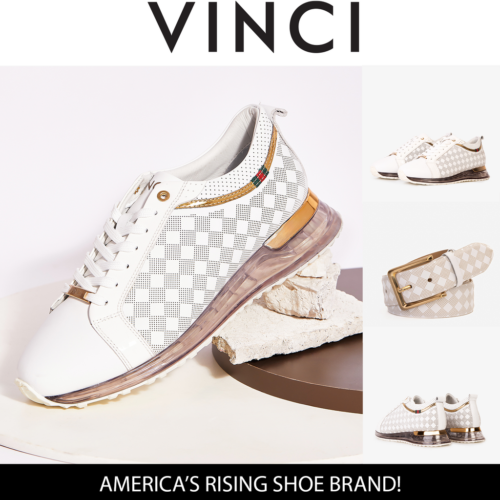 The Cenova White & Gold Leather Men Sneaker