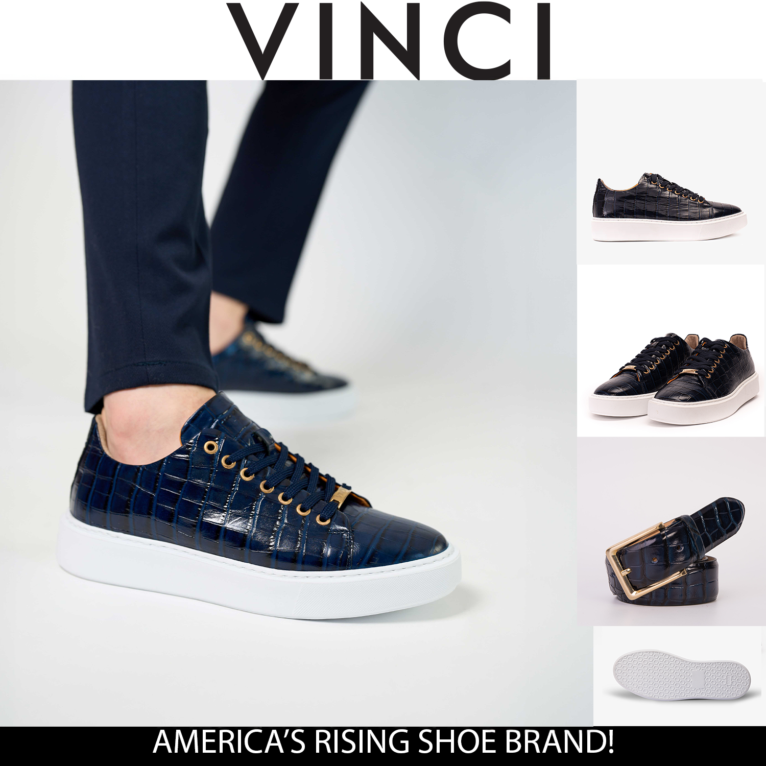 The Dublin Blue Leather Men Sneaker